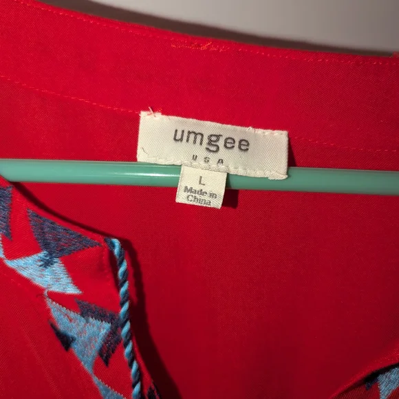 Umgee Red Dress with Blue Embroidery - Picture 7 of 7